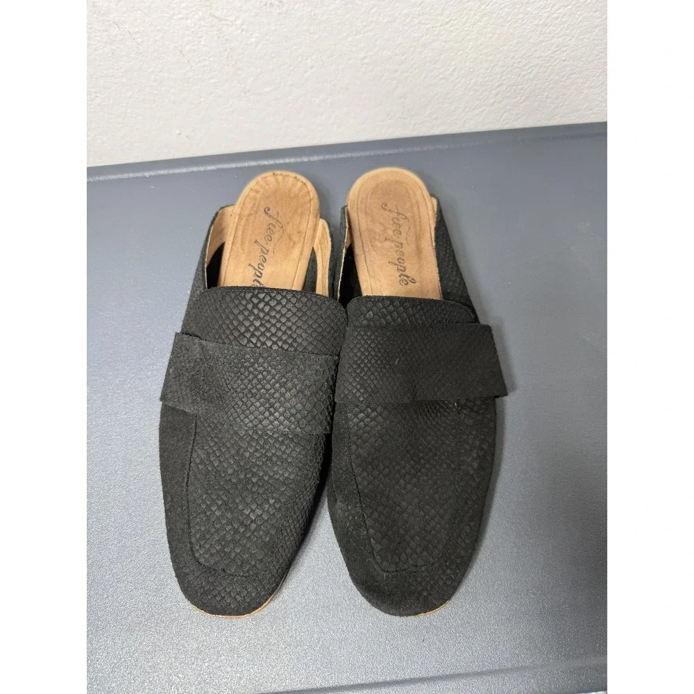Free People Shoes Womens Size 10 Black Suede Loafer‎ Mules Slip On Spain EU 41